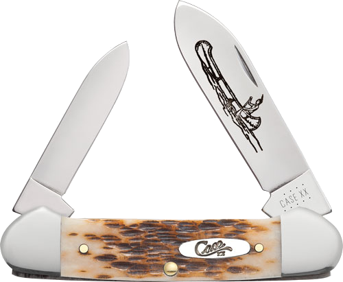 Case Knives Amber Bone Peach Seed Jig Canoe Knife