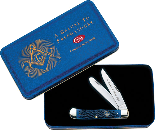 Case Knives Masonic Gift Tin Standard Jig Bone Trapper Knife