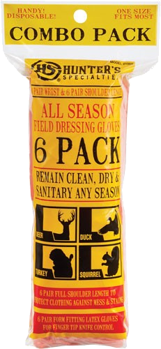 Hunters Specialties Field Dressing Gloves 6-Pack Combo Shoulder/Wrist