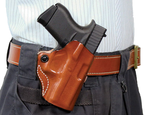 DeSantis Mini Scabbard Leather 380 Shield EZ Tan OWB Right-Hand Holster