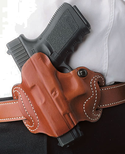DeSantis Mini Slide Leather Tan SIG Sauer P365 OWB Left-Hand Holster