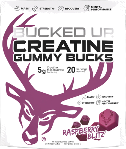 Bucked Up Creatine Gummies Raspberry Blitz 20 Servings