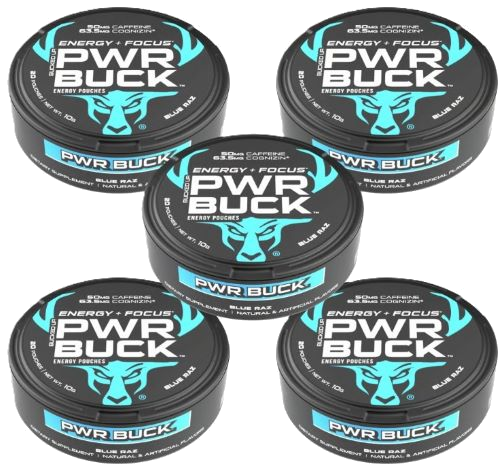 Bucked Up Pwr Buck Energy Pouches 5 Can Roll Raz Pouch