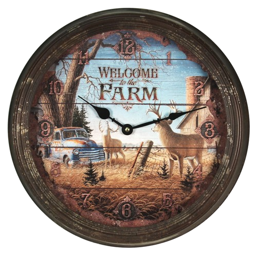 Rivers Edge Deer Nostalgic Metal Clock 15"