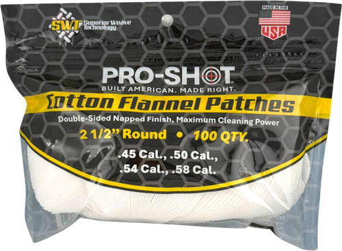 Pro-Shot Products Patches 100-Pack – Patch Cotton Flannel .45-.58 2 1/2" 100ct