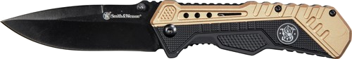 Smith & Wesson S&W Black/FDE Spring Ast 3.5" Black Blade Rub/Alum Knife