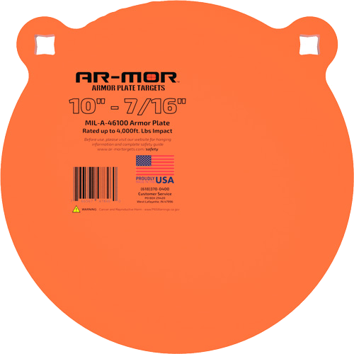 Ar-mor 10" Mil46100 Steel Gong 7/16" Thick Steel Round