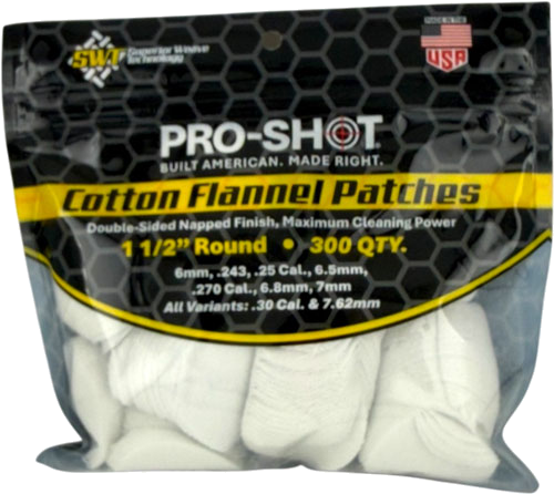 Pro-Shot Products Patches 300-Pack – Patch Cotton Flannel 6mm-.30 1 1/2" 300ct