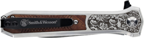 Smith & Wesson S&W Unwavered Spring Ast 3.5" Ss/Rosewood Engrv Dagger Knife