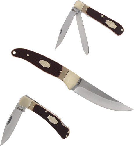 Old Timer Fixed/2 Folder Combo Sawcut Handle Gift Tin Q4 25' Knife