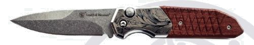 Smith & Wesson S&W Unwavered Automatic 3.3" Drop Point Satin/Wood Knife