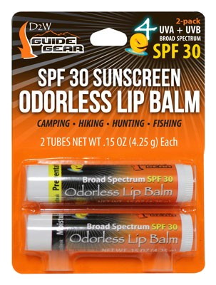 Dead Down Wind Lip Balm with Spf-30 Odorless Moisturizing 2-Pack