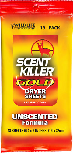 Wildlife Research Dryer Sheets Scent Killer Unscented 18-Pack