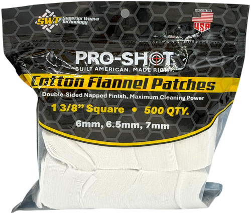 Pro-Shot Products Patches 500-Pack – Patch Cotton Flannel 6mm-7mm 1 3/8" 500ct