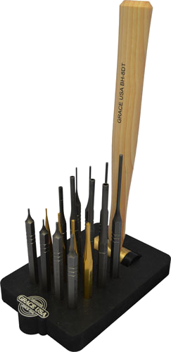 Grace USA 17 Piece AR-15 Punch & Hammer Set with Bench Block