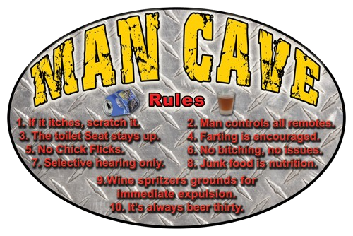 Rivers Edge Sign 12"x17" "Man Cave Rules"