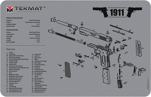 TekMat Armorers Bench Mat 11"X17" 1911 Pistol