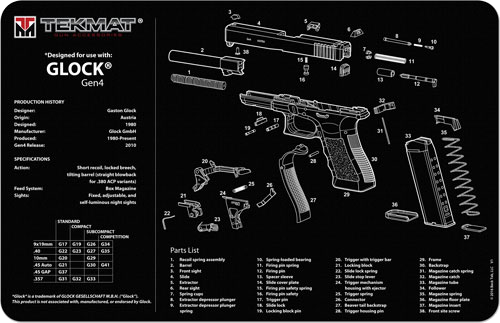 TekMat Armorers Bench MAT 11"x17" for Glock Gen 4