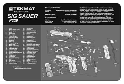 TekMat Armorers Bench MAT 11"x17" SIG Sauer 229 Pistol