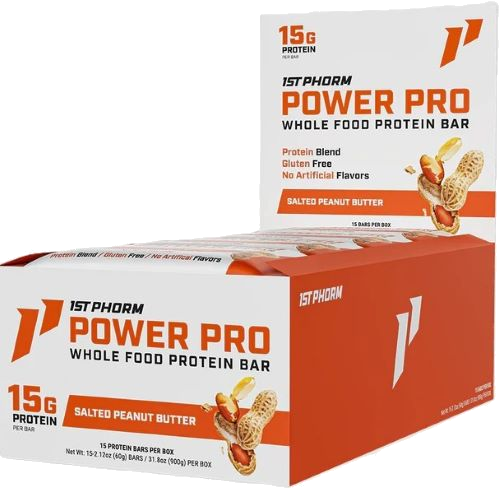 1st Phorm Whole Food Power Pro Bar Salted Peanut Butter 15brs