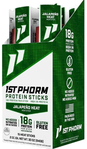 1st Phorm Protein Beef Sticks Jalepeno Heat 15 Sticks