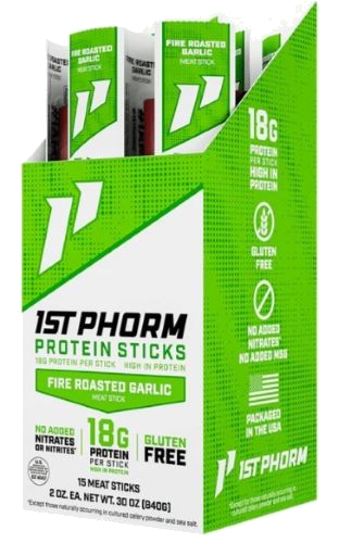 1st Phorm Protein Beef Sticks Fire Roasted Garlic 15 Sticks