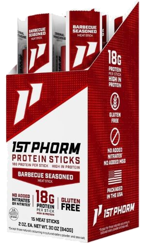 1st Phorm Protein Beef Sticks Barbecue Seasoned 15 Sticks
