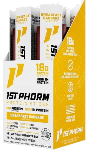 1st Phorm Protein Beef Sticks Breakfast Sausage 15 Sticks