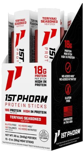 1st Phorm Protein Beef Sticks Teriyaki Seasoned 15 Sticks