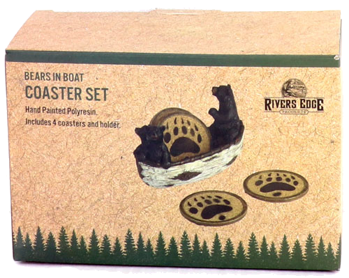Rivers Edge Bears in A Boat Coaster Set 4 Piece