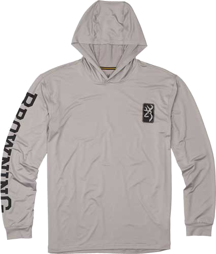 Browning Hooded L-Sleeve Tech T-Shirt Light Gray X-Large