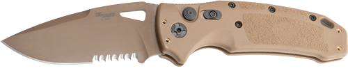 Hogue K320A M17 3.5" Auto Fldr Drop Point Blade Poly Tan Knife