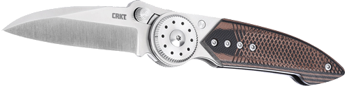 CRKT Walker 2.93" Plain Edge Folder Stainless/Wood Blade Button Lock Knife
