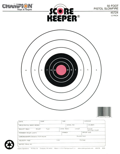 Champion Scorekeeper 50 Ft Slowfire Organizer/Black 12-Pk Pistol