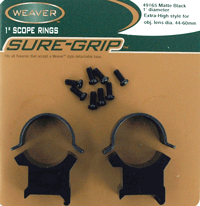 Weaver Rings Detachable Top Mount Sure-Grip 1" X-High Matt Grip