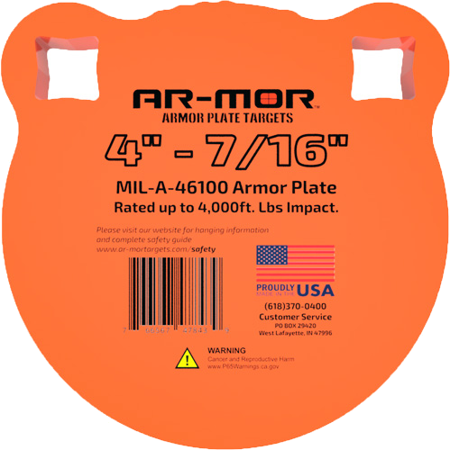 Ar-mor 4" Mil46100 Steel Gong 7/16" Thick Steel Round