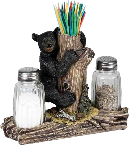 Rivers Edge Bear Salt & Pepper Shakers & Toothpick Holder
