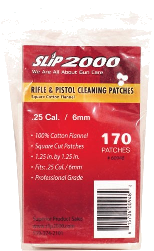 Slip 2000 Cleaning Patches 1.25" Square .25 Caliber/6mm 170-BA