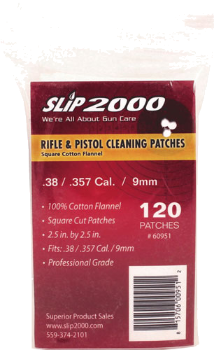 Slip 2000 Cleaning Patches 2.5"sq .38/357/40/