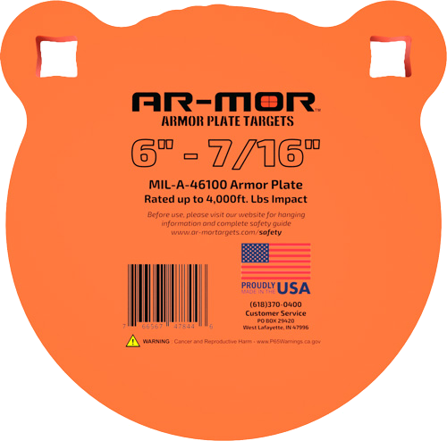 Ar-mor 6" Mil46100 Steel Gong 7/16" Thick Steel Round