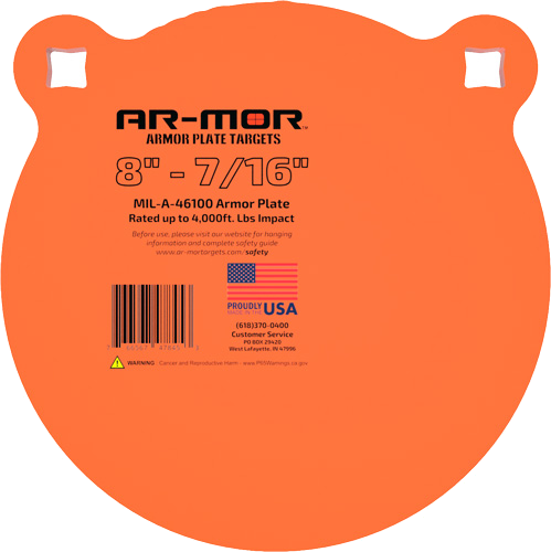 Ar-mor 8" Mil46100 Steel Gong 7/16" Thick Steel Round