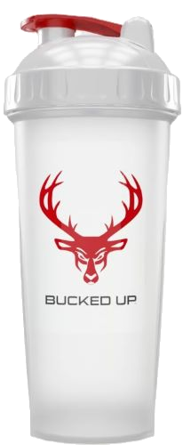 Bucked Up Shaker 28 oz White & Logo Bpa Free