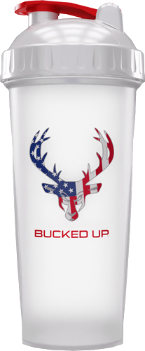 Bucked Up Shaker 28 oz White & USA Flag Logo Bpa Free