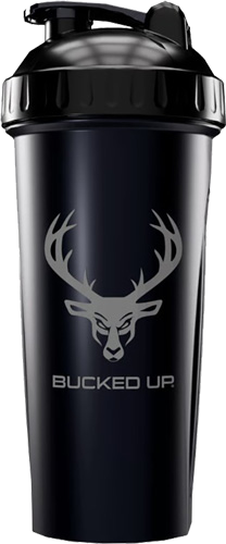 Bucked Up Shaker 28 oz Black & Gray Logo Bpa Free
