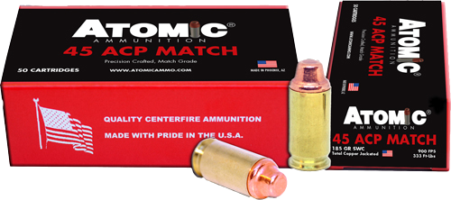 Atomic Ammunition .45 ACP 185 Grain SWC Ammunition – 50 Rounds