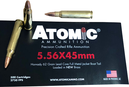 Atomic Ammunition 5.56x45 62 Grain Full Metal Jacket Ammunition – 500 Rounds