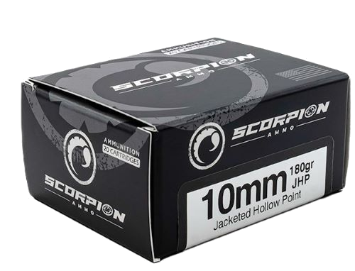 Scorpion Ammo 10mm 180 Grain Jacketed Hollow Point Ammunition – 20 Rounds