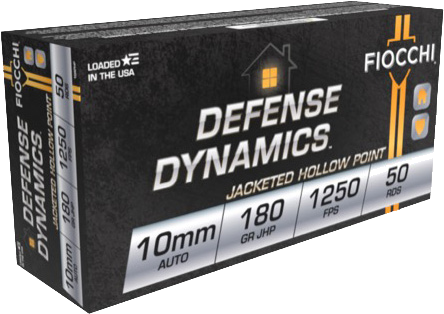 Fiocchi 10mm 180 Grain Jacketed Hollow Point Ammunition – 50 Rounds