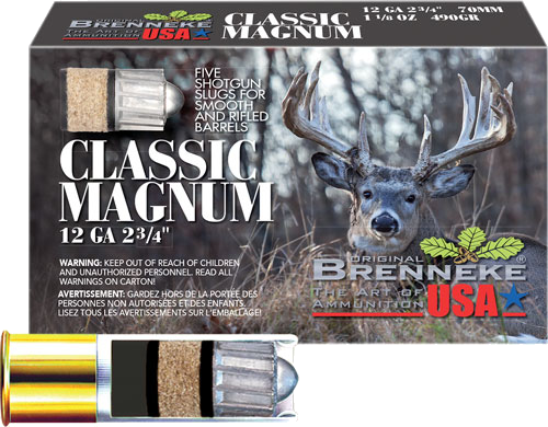 Brenneke USA Classic 12 Gauge SLUG Ammunition – 5 Rounds
