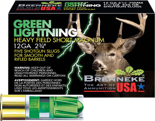 Brenneke USA Green Lightning 12 Gauge Ammunition – 5 Rounds
